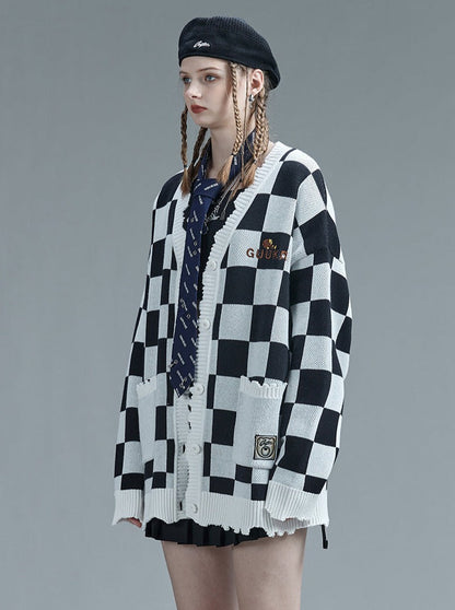 Over Block Cardigan Karo