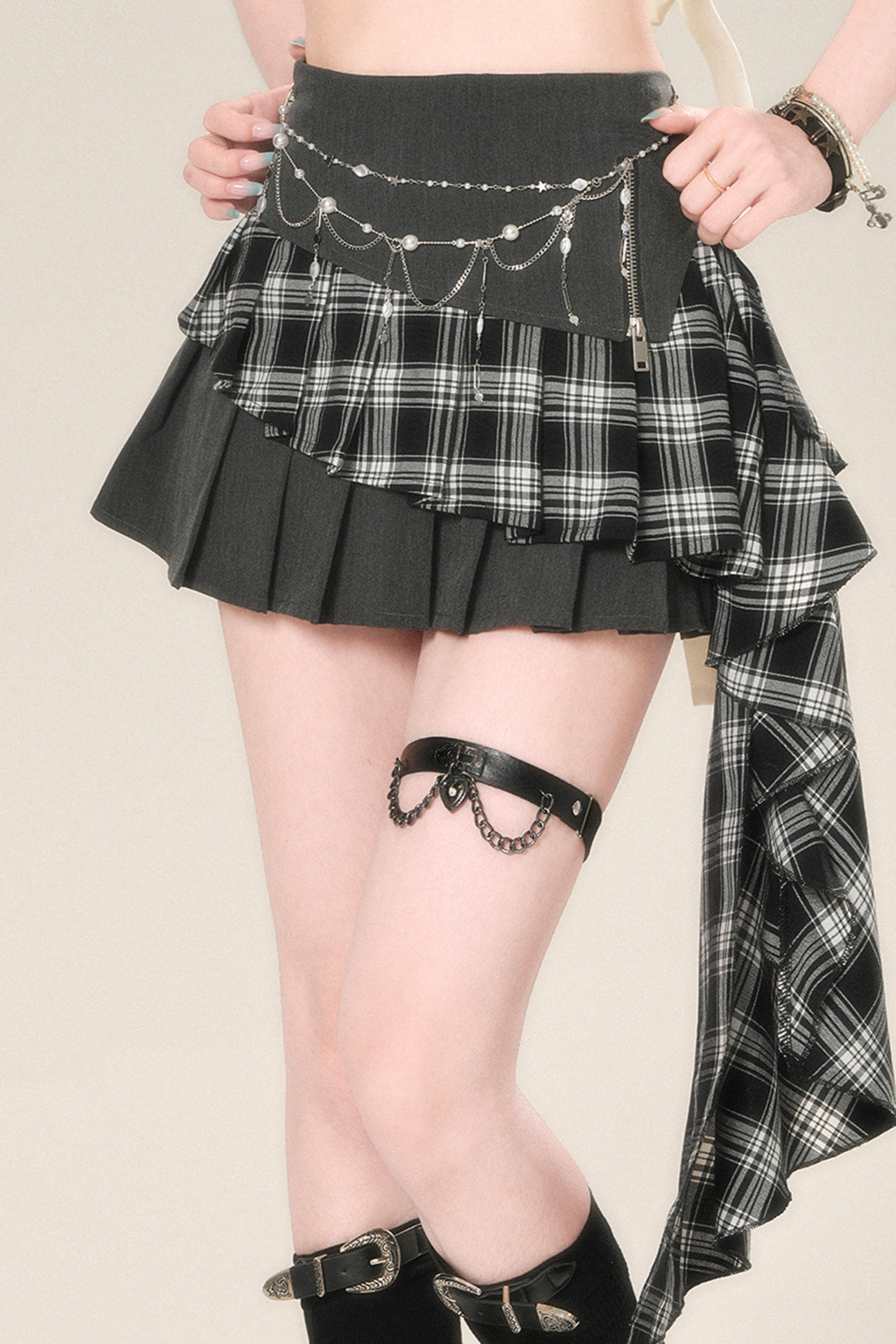 Aラインアメリカンミニスカートチェック