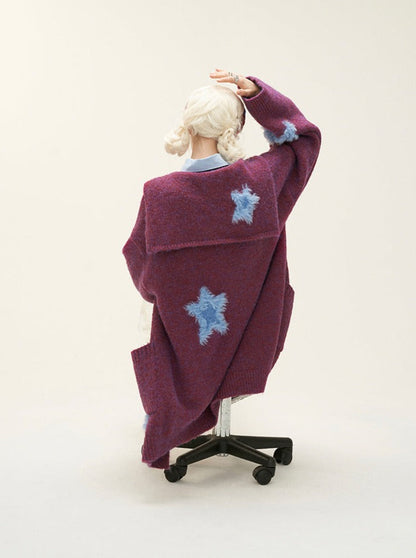 Dunkle Strickjacke Strick Farbe Stern Lose Fell