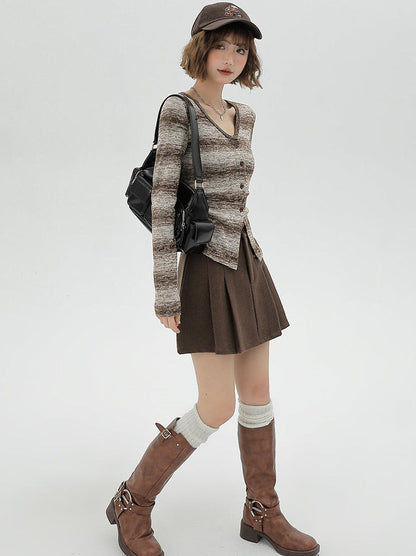 アメリカンレトロニットストライプカーディガングラデーション