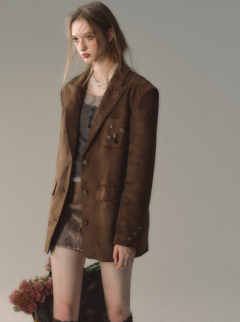 Velvet Suit Plus Imitation Suede Jacket