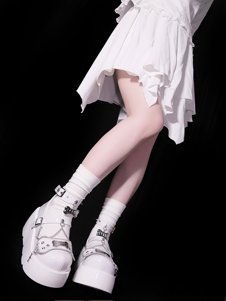 プラットフォームリベットパンクボーンミレニアムシューズ