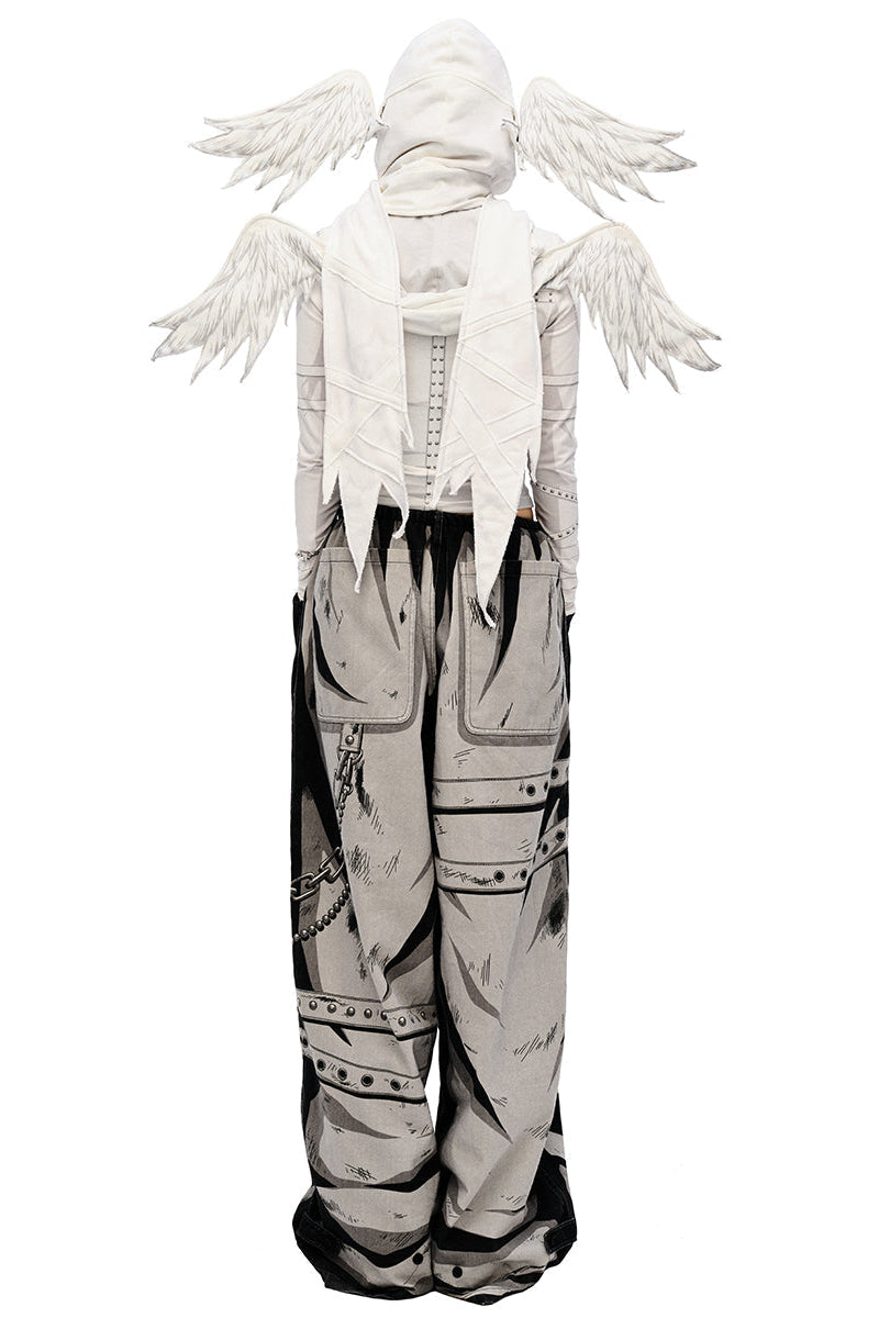 Hand 3D pants design loose painted