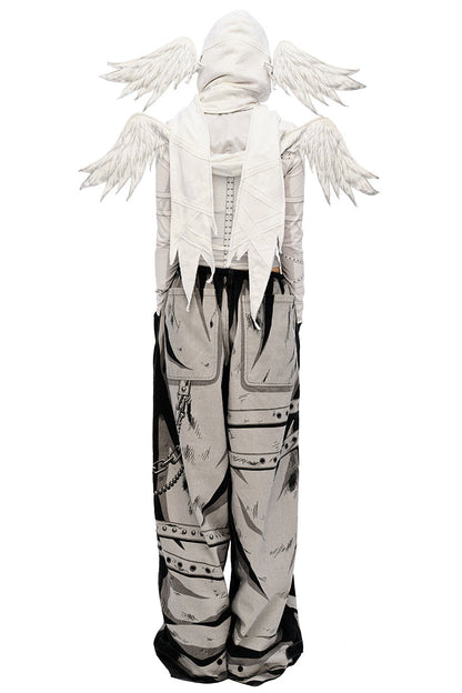 Hand 3D pants design loose painted