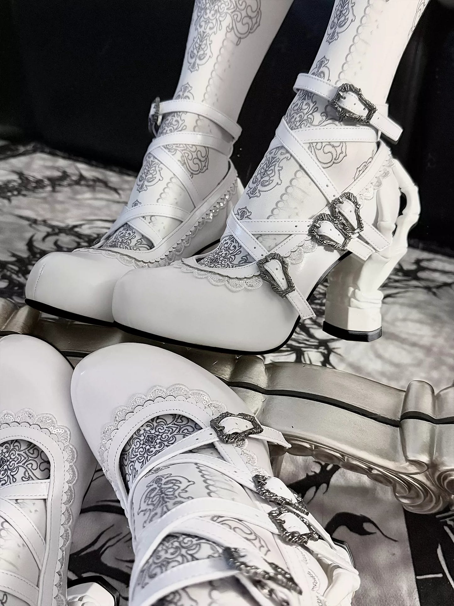Gothic Dark Lolita Butterfly Bone Sculptural Heel High Heels – Sphenoid