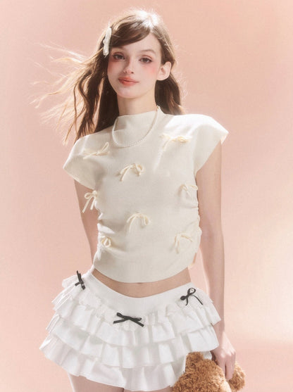 Kurzer Kragen Süßes Band Top Little