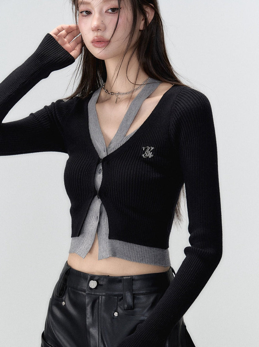 Kurzer zweiteiliger Faux-Pullover