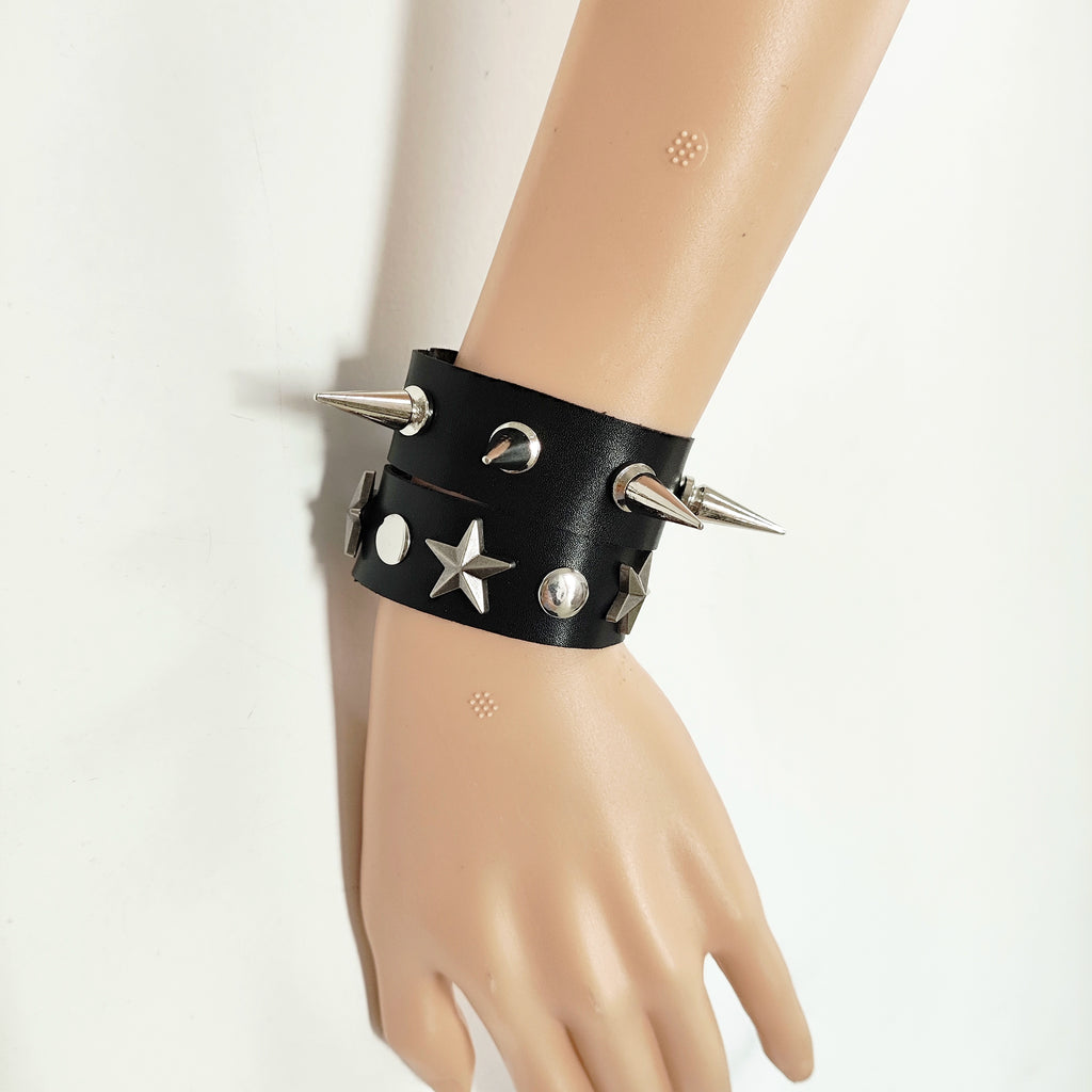 Goth Punk Hottie PU Leather Rivet Bracelet