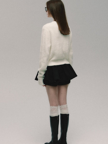 カーディガン イミテーションミンク ビジュー