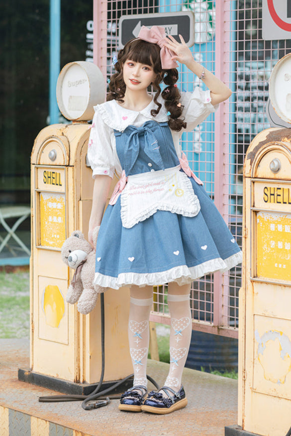 + デニムエプロン ロリータインナーウェア ジャンパースカート ライトドール 生