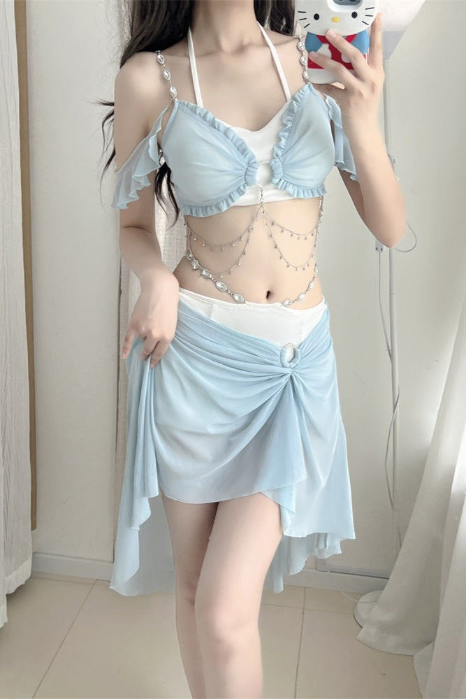 Light Split Mermaid Swimsuit Blue Set
