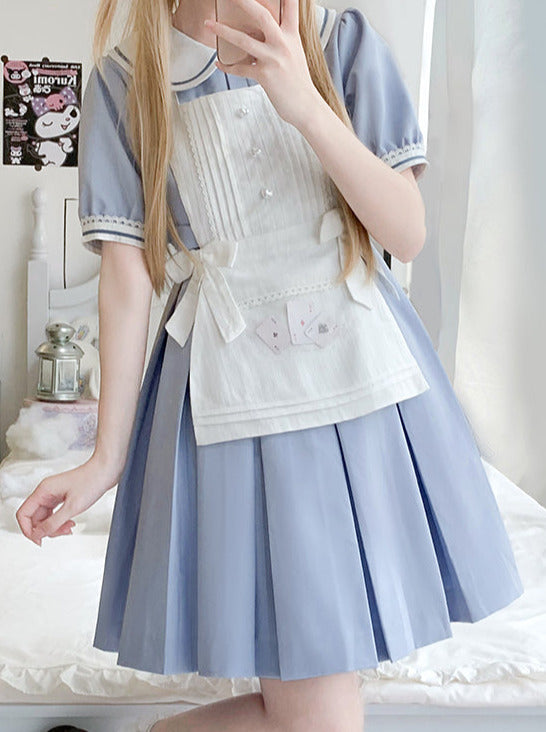 カラー ホワイト ブラック ロリータ ソリッド エプロン