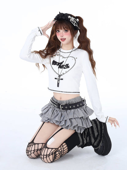 Love Fit Retro Girl Pin Print Top Schlank Hot