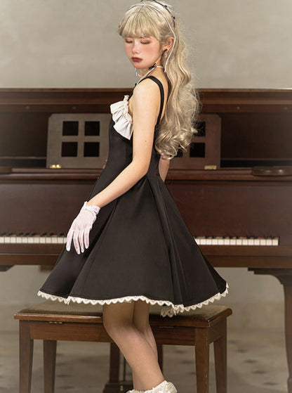 Song Love Elegantes Kleid Kurz/Lang Lolita Reservations Schwarz Piano Satin Sass
