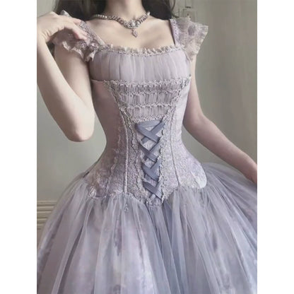 Lolita Purple Princess Gown – Waist-Cinching Formal Dress