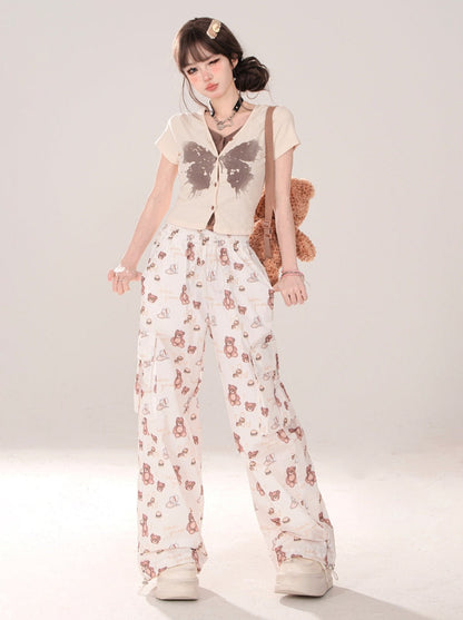 Cargo Baby Sweet Bear Loose Pants