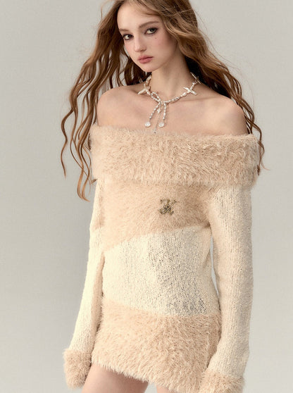 Off-Shoulder One Point Nitt Tops