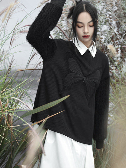 Stricken Dunkler Schmetterling Gespleißt Romantisch Locker