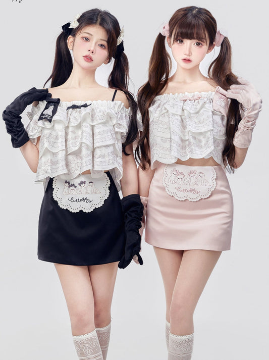 Off Marche Shoulder Cream Lolita Cake Tops