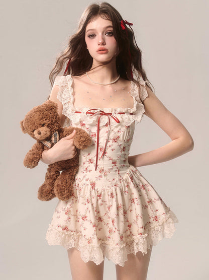 レースフローラルローズドレスキャミソールフレンチソウル