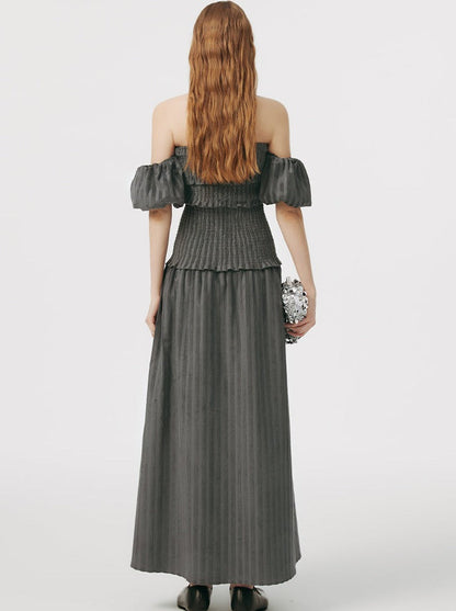 トップロングチューブオフショルダードレス