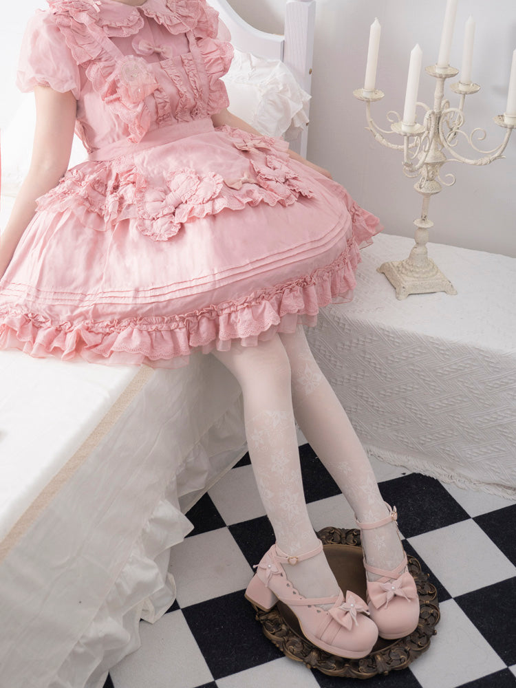 Shoes Mid Round Elegant Lolita Toe Heel Ribbon Sweet