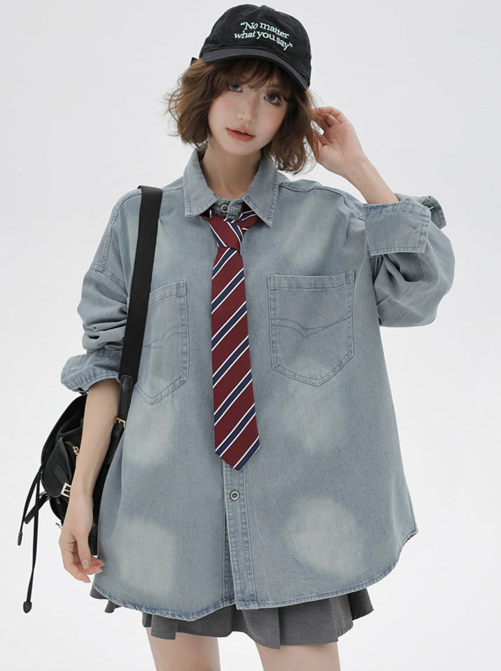 ルーズタイデニムレトロジャケット+シャツアメリカン