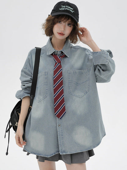 ルーズタイデニムレトロジャケット+シャツアメリカン