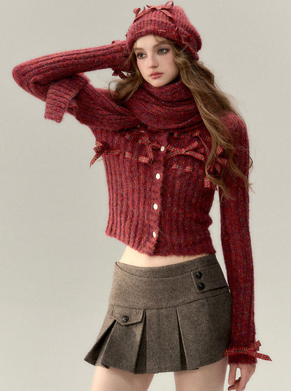 Ribbon Ribbed Knit Top + Ribbon Knit Hat + Knit Flowers