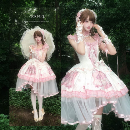 Tonight Lost Dreamland Black and Pink Lolita outfit on model