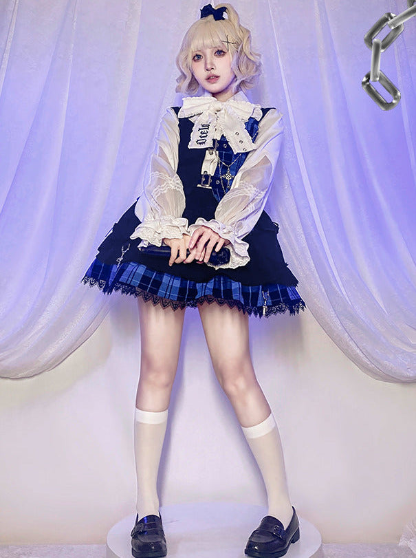 スーツセット チェック ベスト パンツ スカート シャツ プリンス