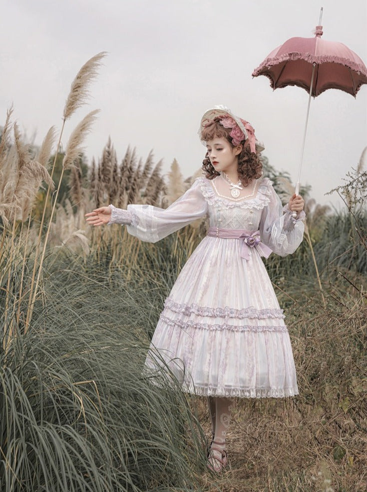 Elegant Chiffon Dress Sheer Lolita