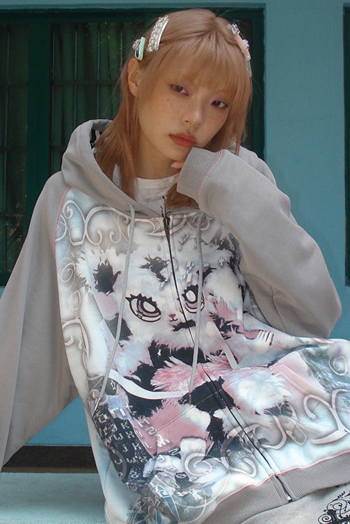 Sweatshirt Hase Hoodie Graffiti Übergroß