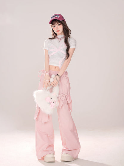 Bow Pants Pinky Loose Big Sweet