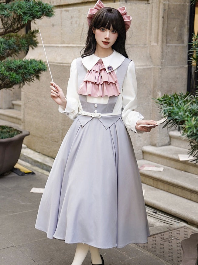 Blue College Dress Pastel Lolita