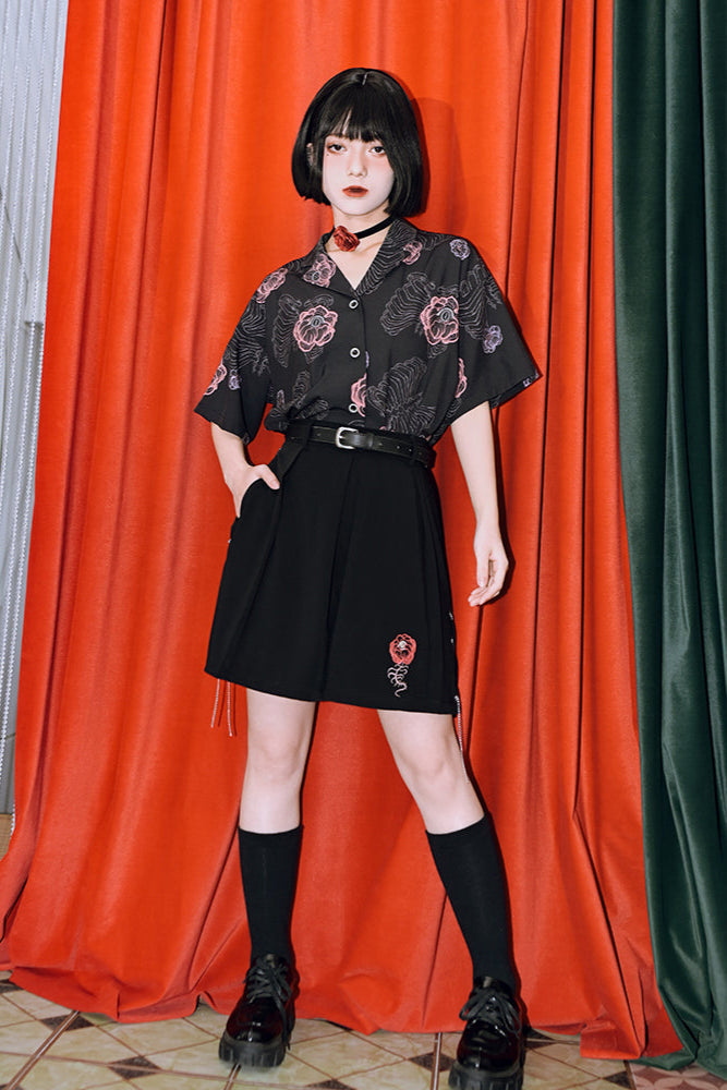 チャイナボーンフラワーシャツ