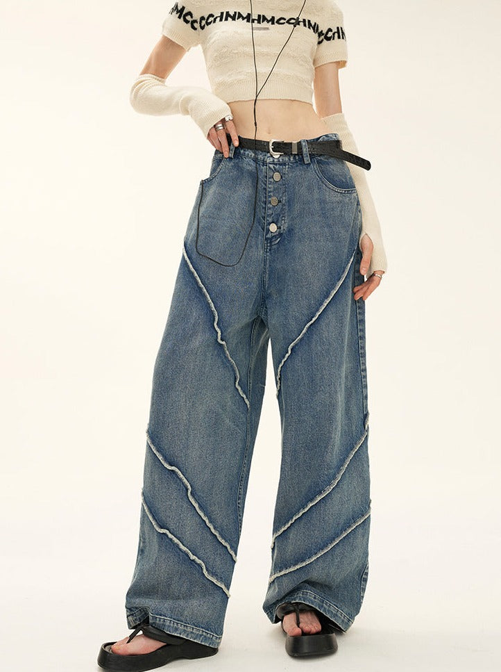 Och Caliper Retro Jeans Button Wash Lässige trendige Hose