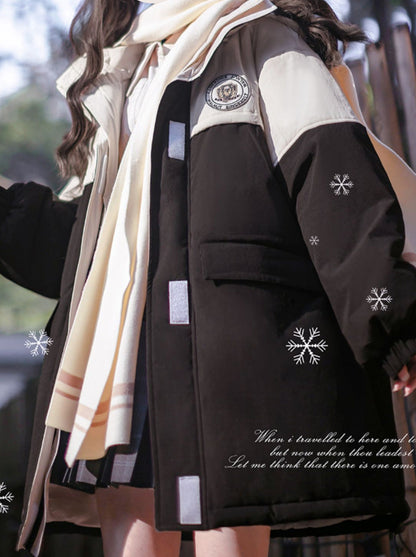 College Hoodie Style Jacket White Penguin Down