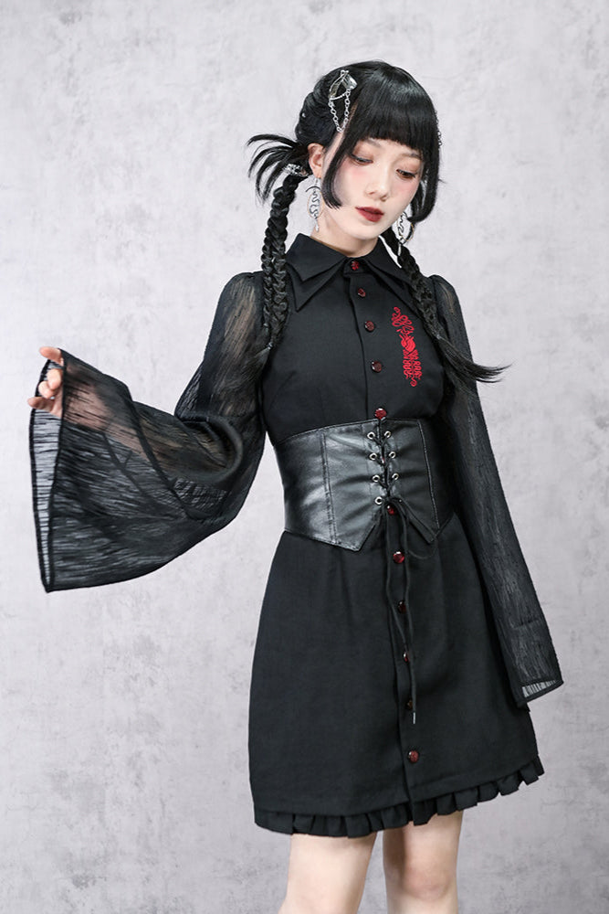 Kleid Laterne Chinesische Ärmel Durchsichtig