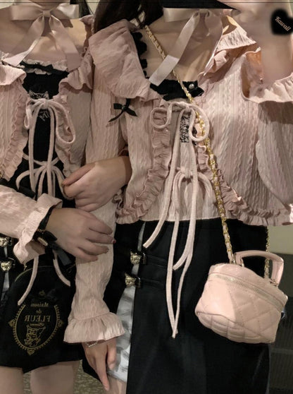 Salty Cream Race Apribon Twist Cardigan