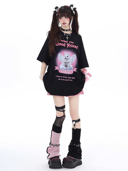 かわいいウサギのTシャツ ガーリー ゆるめ エンジェル
