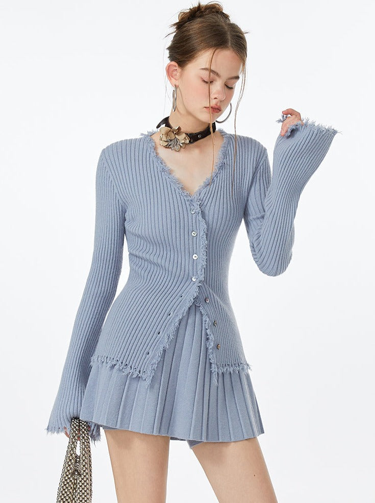 ブルースカート リブカーディガン アイストップ フレア