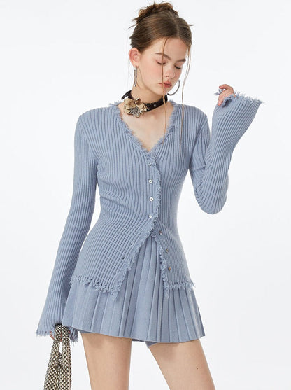 ブルースカート リブカーディガン アイストップ フレア