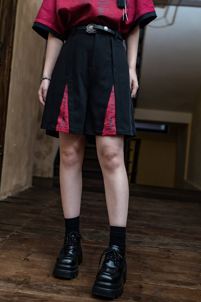 パンツ ダーク ハイウエスト チャイナ ハーフ