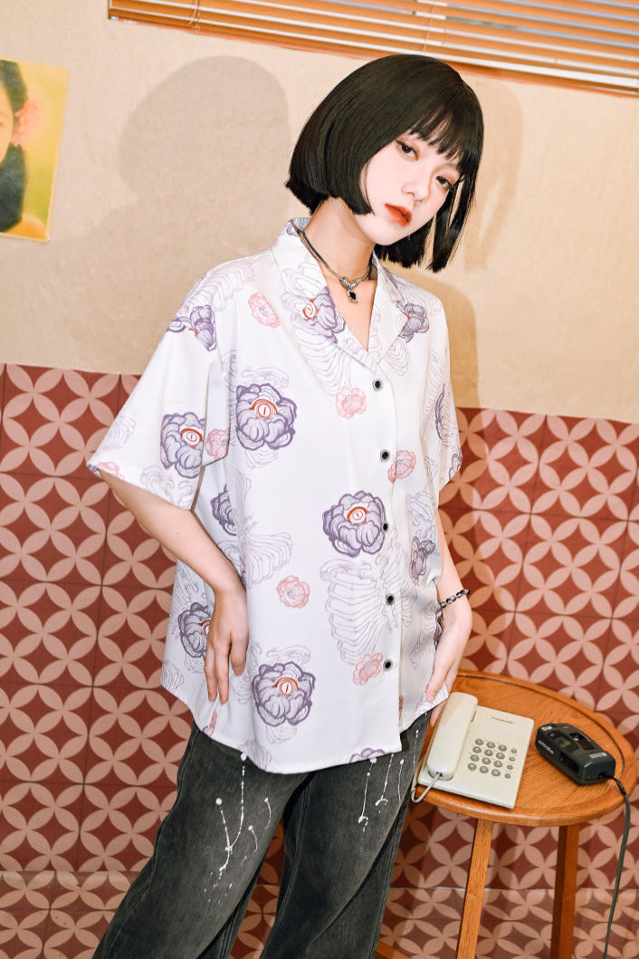チャイナボーンフラワーシャツ