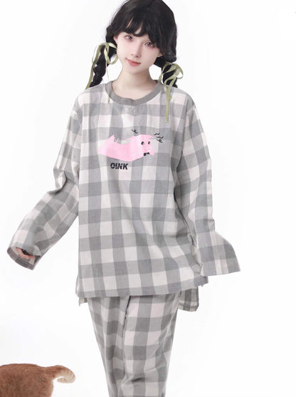 ソフトコットンパジャマ ラウンジウェア カジュアルチェック