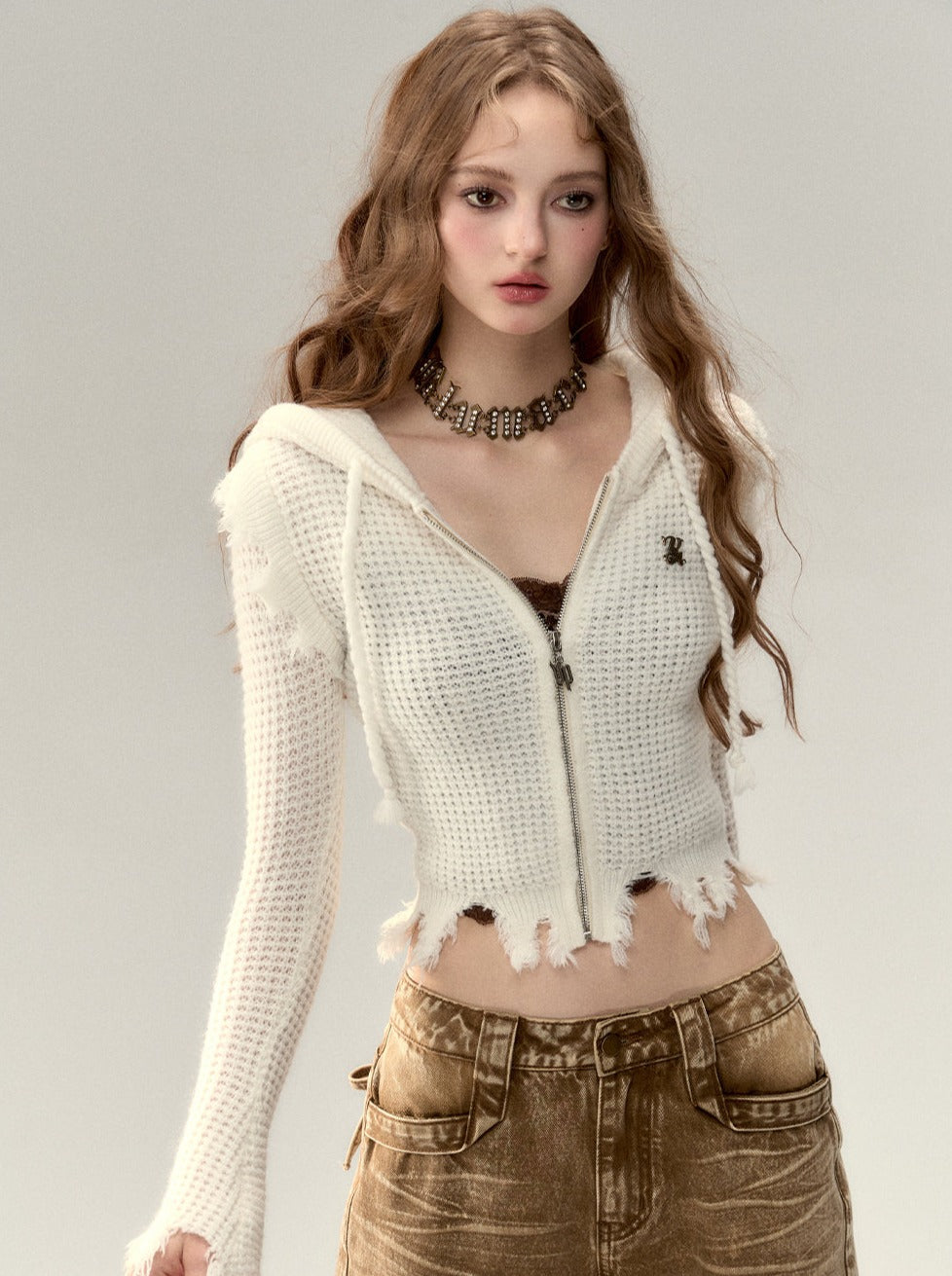 Kapuzenpullover mit Reißverschluss und Logo „One Point“