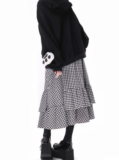 Plash Schwarzer Anzug mit langem Rock und Schweißband