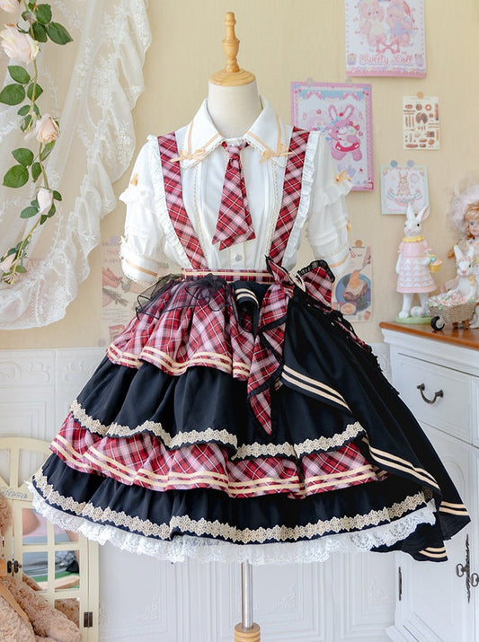 Top Skirt Check Idol Ruffle Tiered Check Lolita