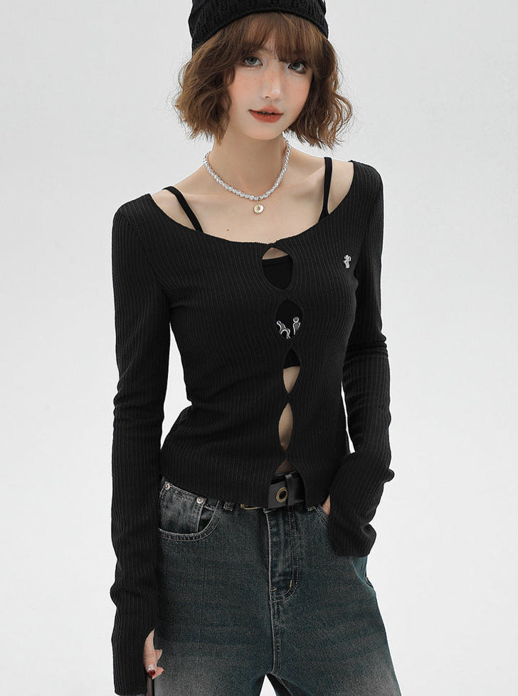 American Split Knit Camisole Top Short + Two-piece